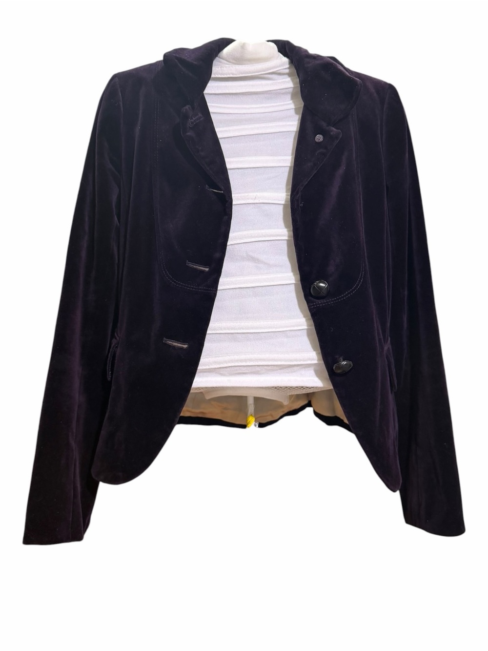J. Crew Deep Plum Velvet Whimsigoth Victorian Blazer Sz 0 Tailored Flap Pockets